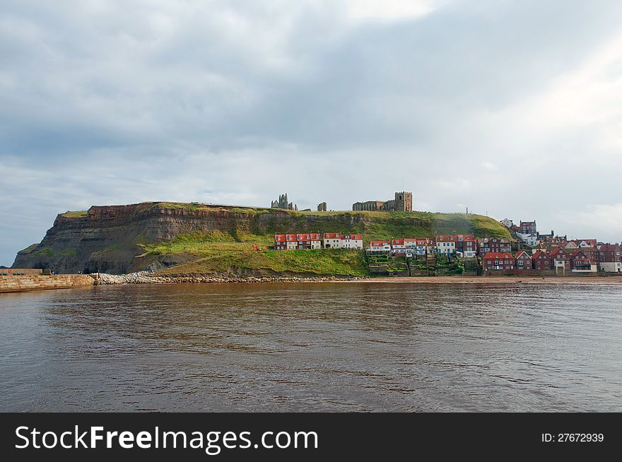 The landscape of whitby in yorkshire in england. The landscape of whitby in yorkshire in england