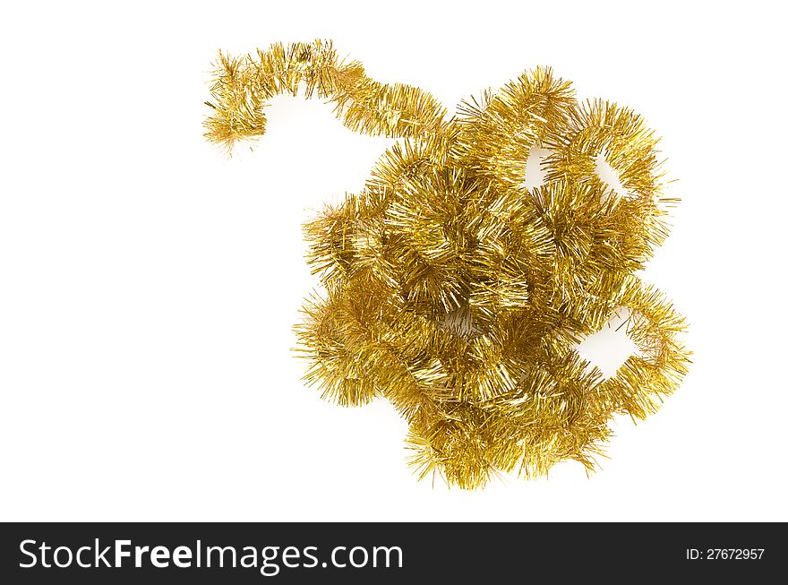 Golden christmas garland on a white background