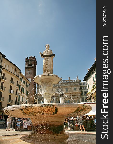 Statue of the Madonna in Piazza Erbe Verona