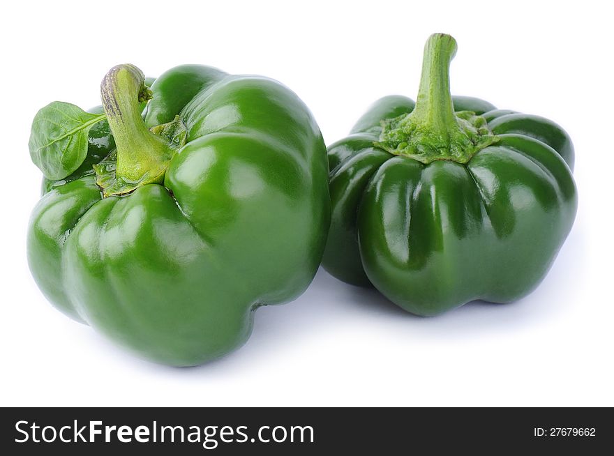 Green peppers on white background