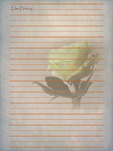 Free Vintage Romantic Writing Paper For Letters. Background Old Paper With Brown Lines And White Rose And Inscription Dear Darling. Royalty Free Stock Photography - 276761997