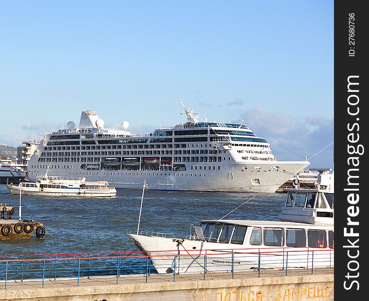 Cruise Liner Into Port Area