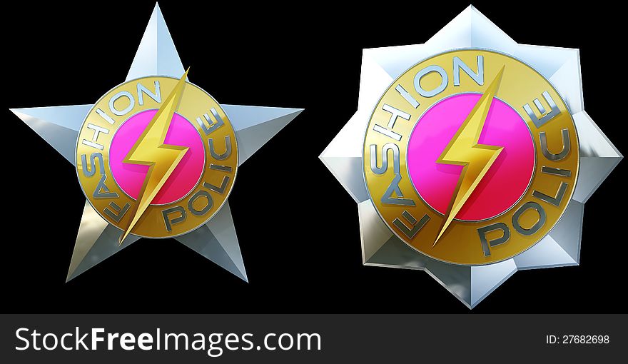 Shiny Pair Of Fashion Police Badges