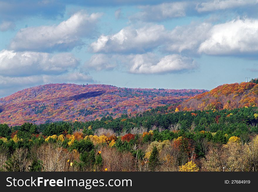 Fall Colours in Lee, Mass from a hill top