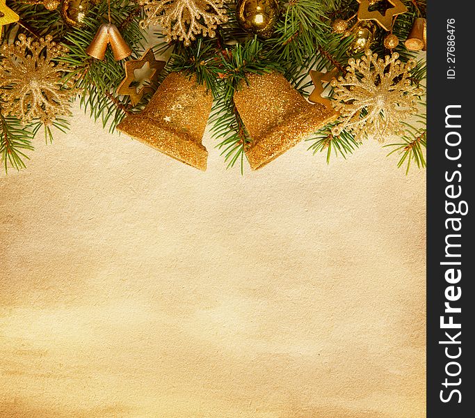 Beige paper background with Christmas border.