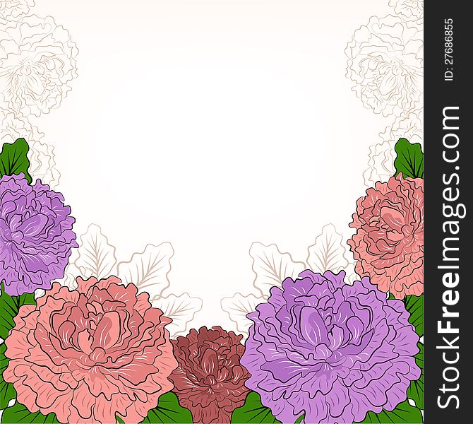 Abstract background with peonies. Editable vector illustration