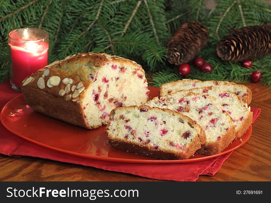 Sliced Loaf of Cranberry Bread