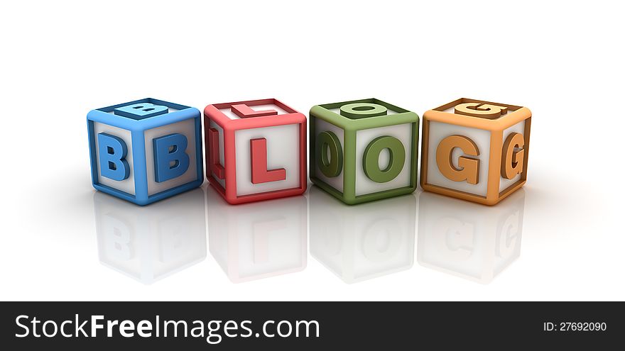 Three dimensional illustration of cubes with word Blog. Three dimensional illustration of cubes with word Blog