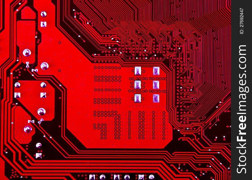 Details of a computer motherboard. Details of a computer motherboard