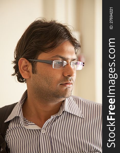 Portrait Indian young man having spectacles. Portrait Indian young man having spectacles