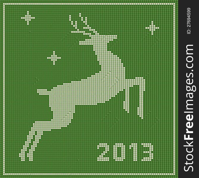 Traditional Christmas embroidery pattern with a deer. Traditional Christmas embroidery pattern with a deer