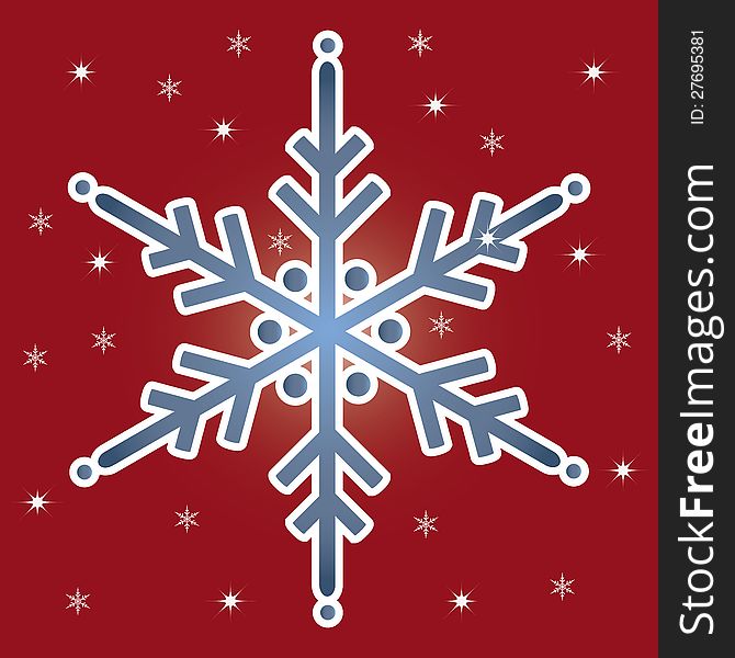 Red background with  snowflake. vector