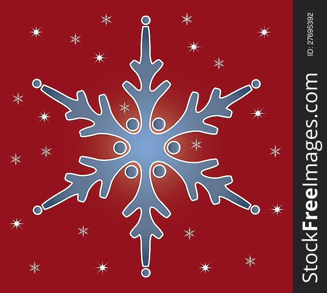 Red Background With  Snowflake.