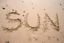 Sand Writing - SUN Royalty Free Stock Photos Sand Writing - SUN Royalty Free Stock Photos