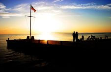 Coastal Silhouette At Sunset Stock Images Coastal Silhouette At Sunset Stock Images