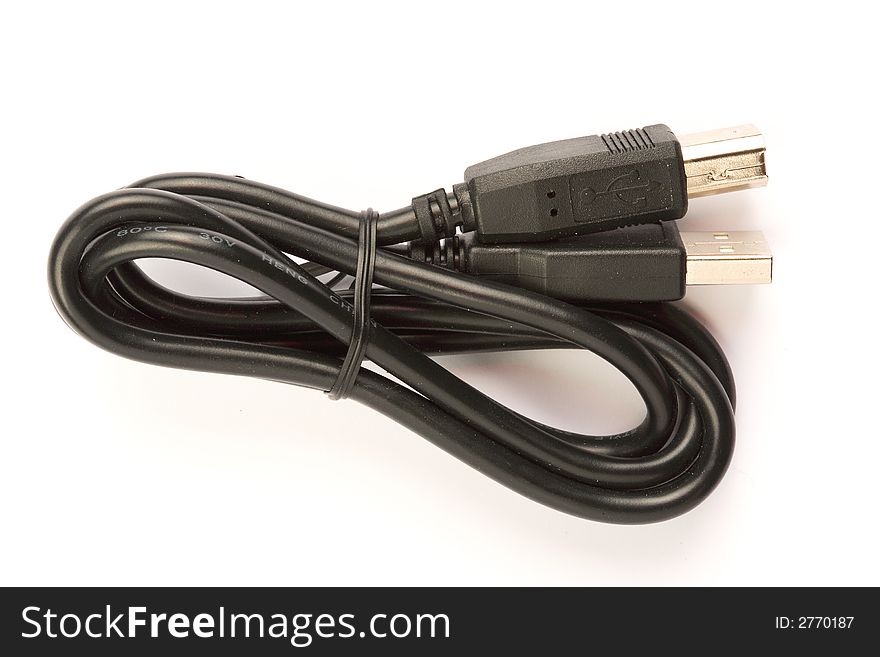 A black usb-cable to use with computer. A black usb-cable to use with computer