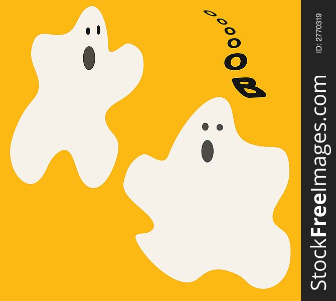 Scary ghost go booo on gold background. Scary ghost go booo on gold background