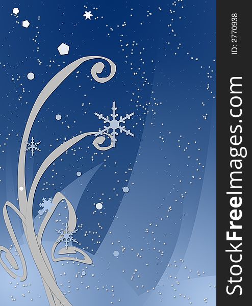 Winter night illustration - blue version. Winter night illustration - blue version