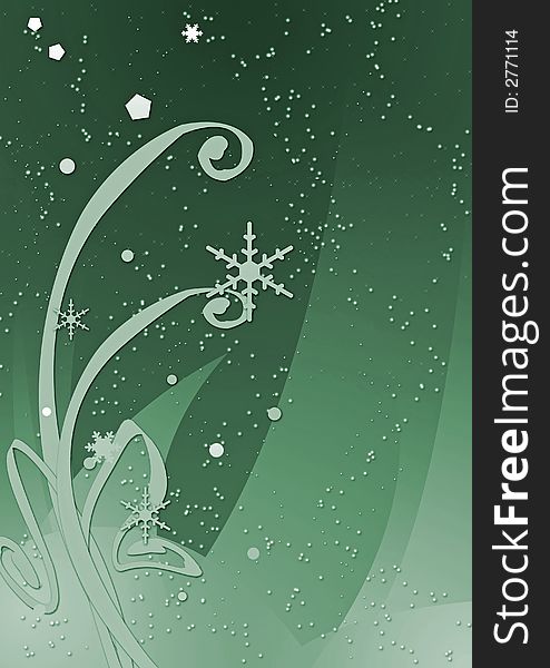 Winter night illustration - green version. Winter night illustration - green version