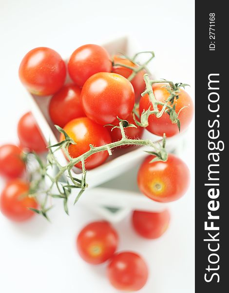 Fresh Tomatoes In Square Bowl