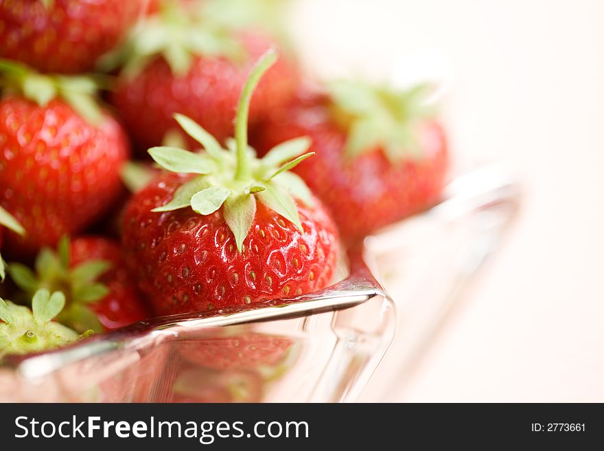 Fresh strawberries in star shaped glass bowl