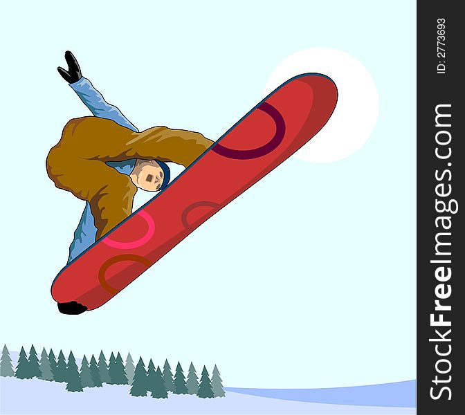 Vector art on snowboarding a favourite winter sport. Vector art on snowboarding a favourite winter sport