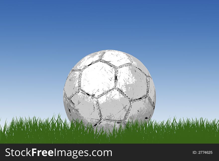 An illustration of a soccer ball or a football on a grassy field. An illustration of a soccer ball or a football on a grassy field