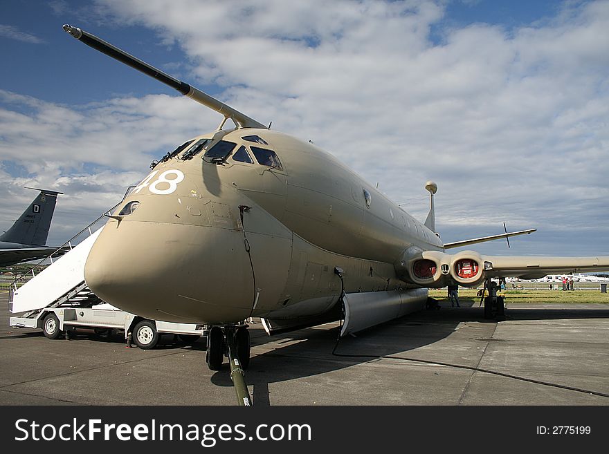 Nimrod, a Brittish bomber plane displayed at an Airshow. Nimrod, a Brittish bomber plane displayed at an Airshow