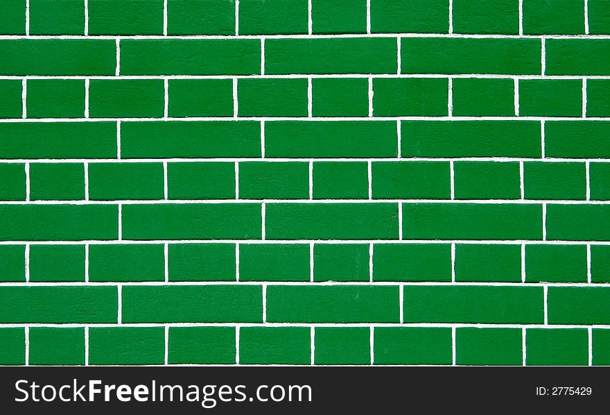 Green bricks wall. Background for design. Green bricks wall. Background for design.