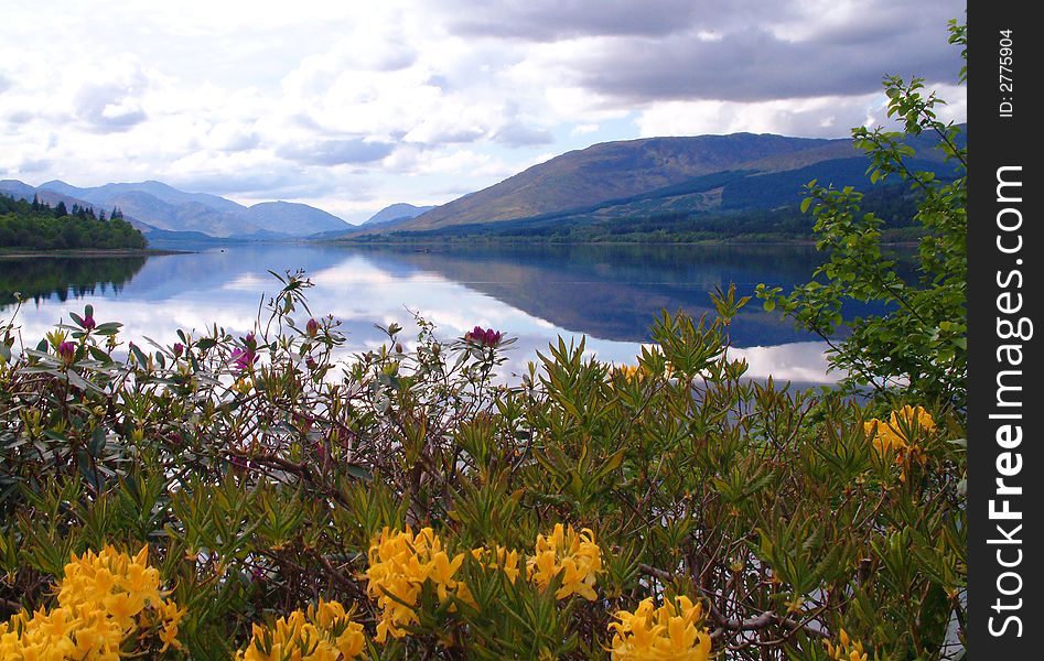 A cloudy day looking over Loch Eil taken from Corpach