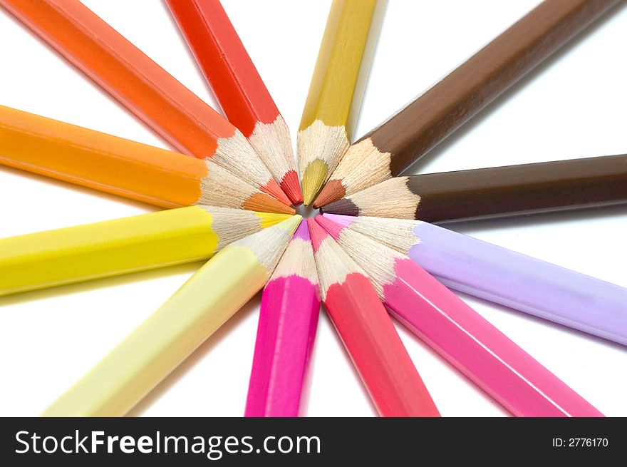 Colour pencils isolated on white