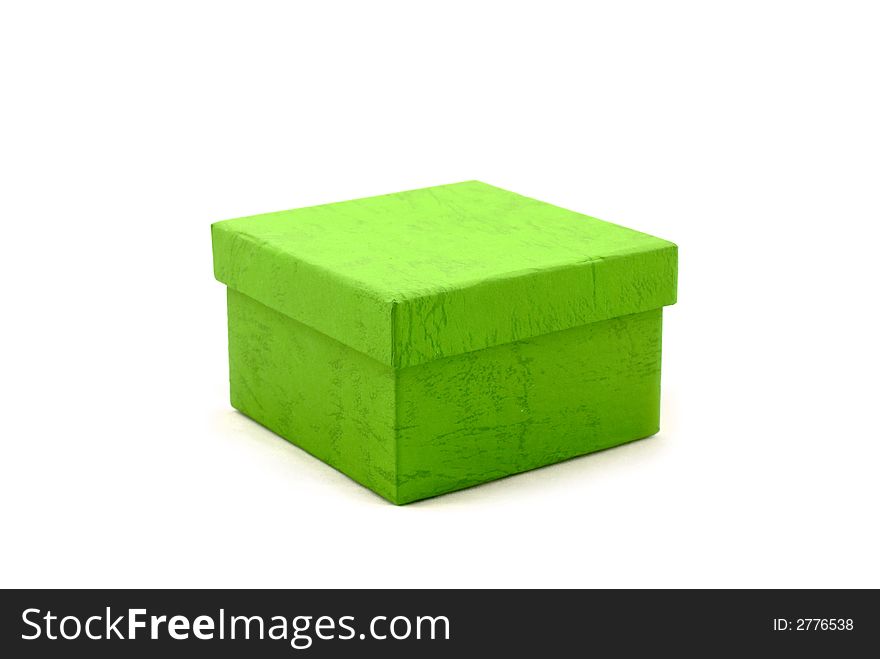 Green Gift Box with cover on white background. Green Gift Box with cover on white background