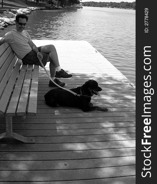 Me and My Dog on Pier Dock. Me and My Dog on Pier Dock