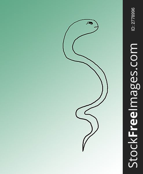 Illustration with green snake, symbol