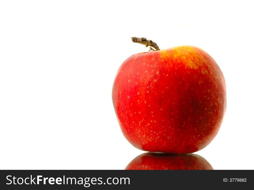 Big red apple separately on  white background