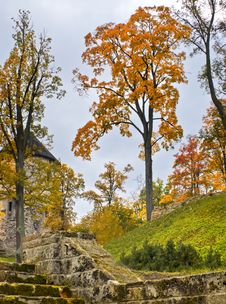 Ancient Castle And Autumnal Park Stock Images Ancient Castle And Autumnal Park Stock Images