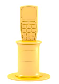 Mobile Phone On Golden Pedestal Royalty Free Stock Photo Mobile Phone On Golden Pedestal Royalty Free Stock Photo