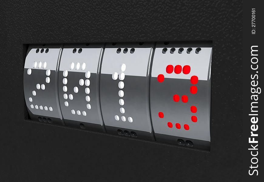 Design component of a counter dial that is showing the year 2013. Design component of a counter dial that is showing the year 2013.