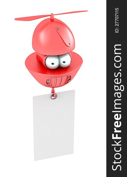 Cartoon Flying Character With Blank Banner