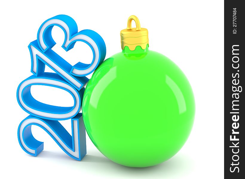 Christmas bauble with 2013 figures  on white background
