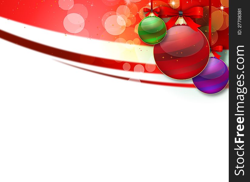 Christmas Background with some Christmas balls hanging.