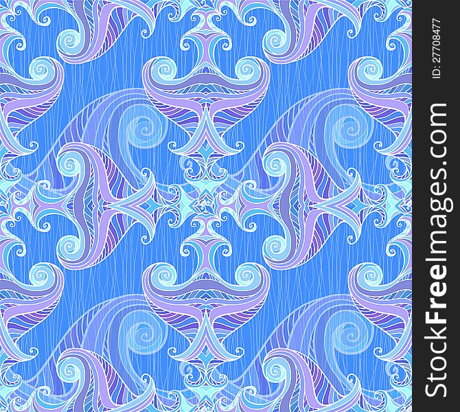 Blue And Violet Waves Seamless Background