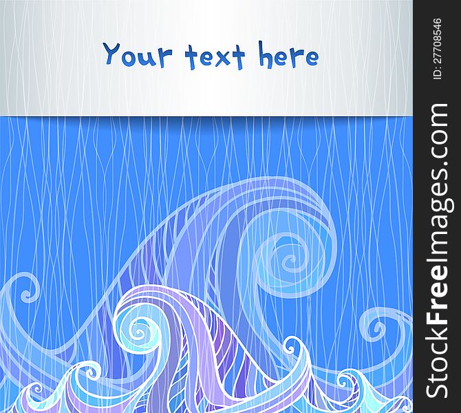 Artistic hand-drawing blue and violet waves background