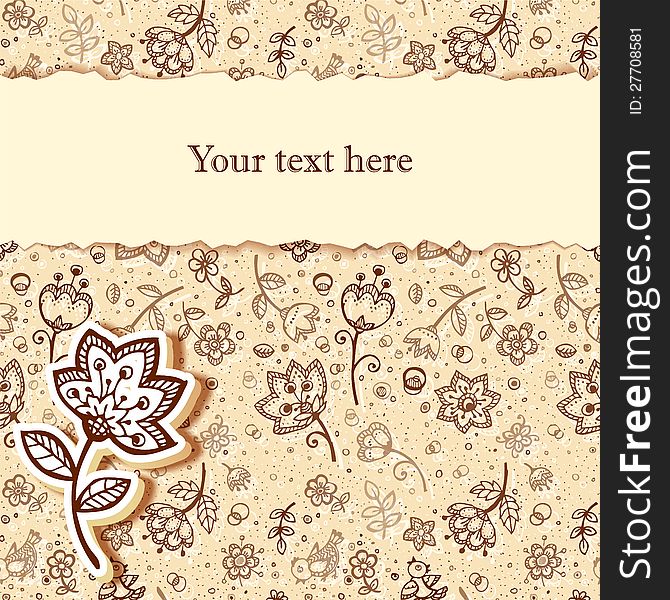 Greeting card in coffee and milk colors flower. Greeting card in coffee and milk colors flower