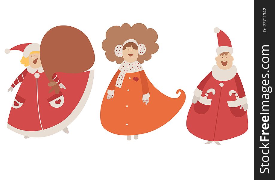 Vector Christmas characters very cute