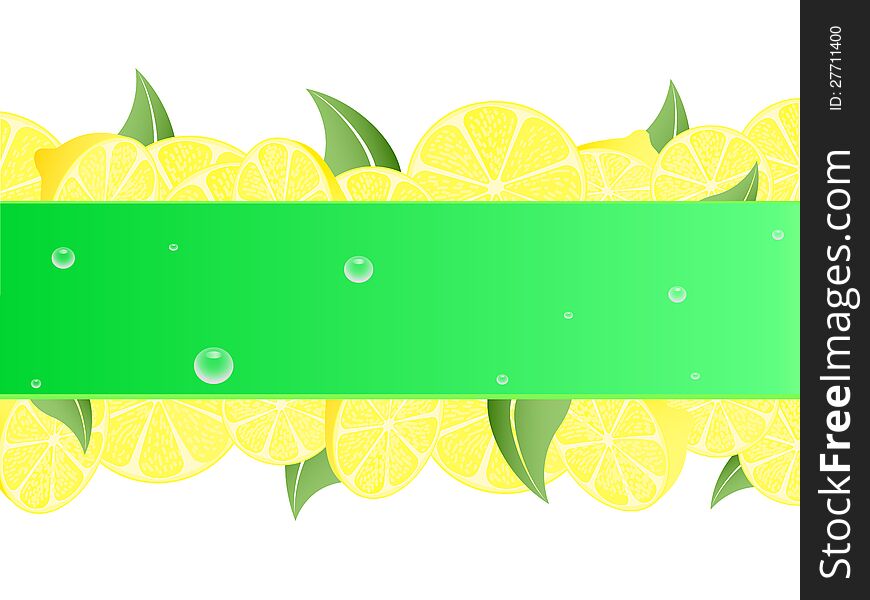 Background with lemons and leaves, with space for sample text. Background with lemons and leaves, with space for sample text.