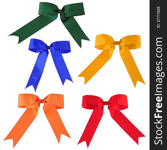 Collection of colorful bows against white background. Collection of colorful bows against white background.