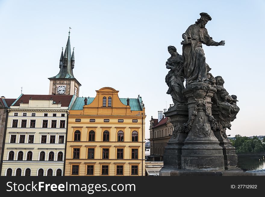 Facade of ol buildings in Prague, Czech Republic