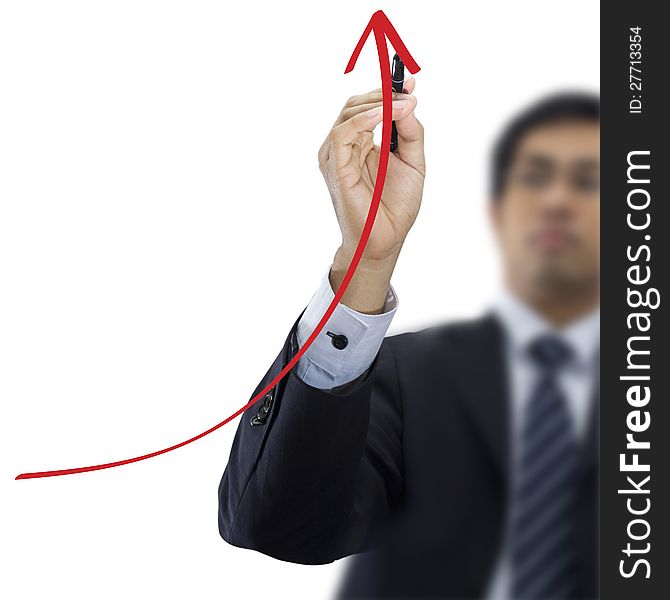 Businessman drawing red arrow, Growth concept
