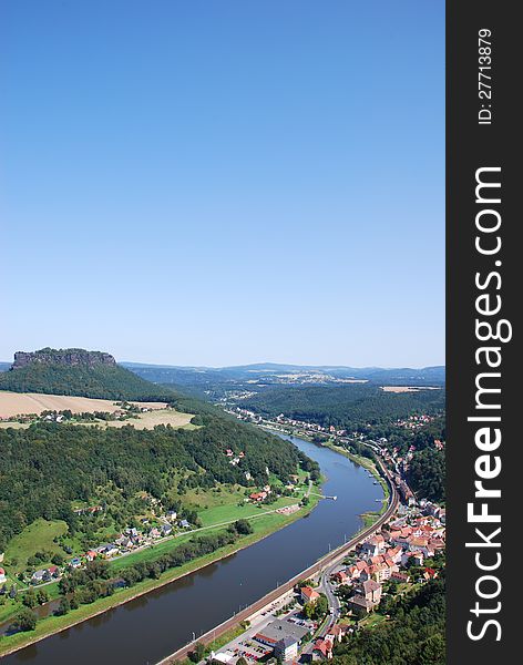 View landscape from castle kÃ¶nigsstein elbsandsteingebirge saxonia germany. View landscape from castle kÃ¶nigsstein elbsandsteingebirge saxonia germany